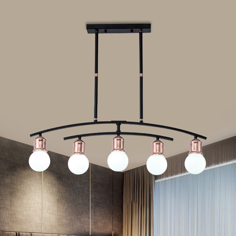 Minimalistic Linear Chandelier - 5/7 Lights Black/White Metal Finish Island Light 5 / Black