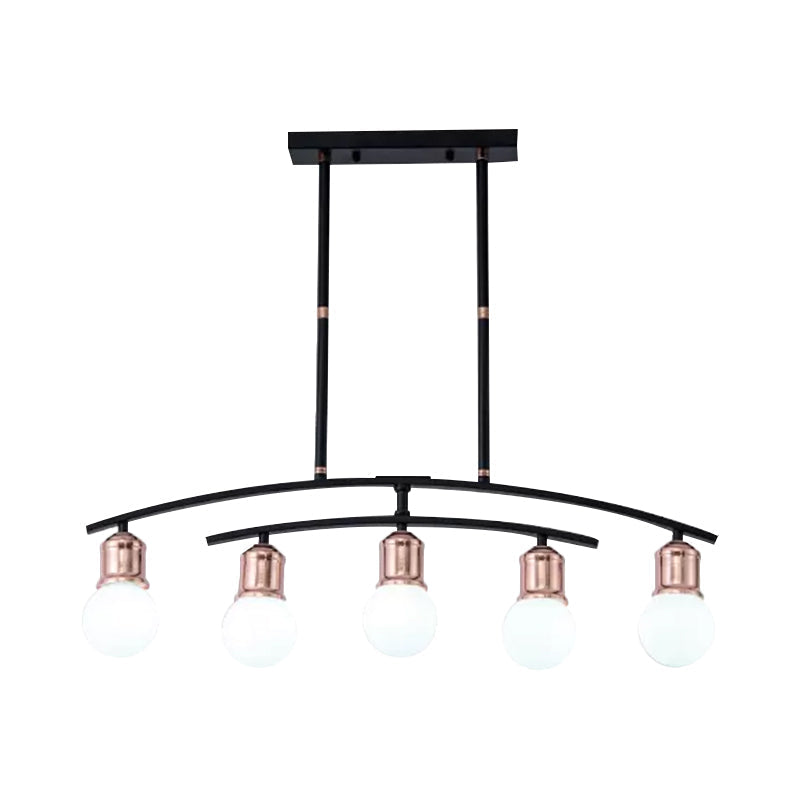 Minimalistic Linear Chandelier - 5/7 Lights Black/White Metal Finish Island Light