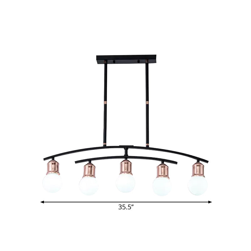 Minimalistic Linear Chandelier - 5/7 Lights Black/White Metal Finish Island Light