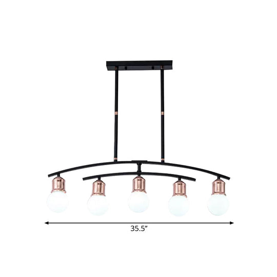 Minimalistic Linear Chandelier - 5/7 Lights Black/White Metal Finish Island Light