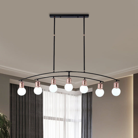 Minimalistic Linear Chandelier - 5/7 Lights Black/White Metal Finish Island Light