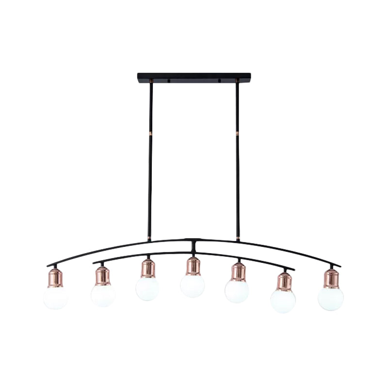 Minimalistic Linear Chandelier - 5/7 Lights Black/White Metal Finish Island Light