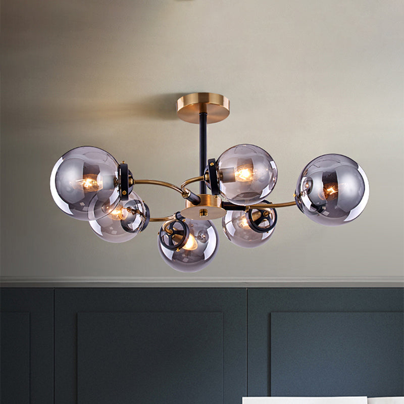 Modern Smoke Gray Bubble Chandelier - 4/6 Light Ceiling Hanging For Restaurants 6 /