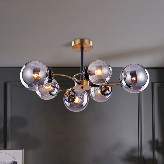 Modern Smoke Gray Bubble Chandelier - 4/6 Light Ceiling Hanging For Restaurants