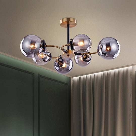 Modern Smoke Gray Bubble Chandelier - 4/6 Light Ceiling Hanging For Restaurants