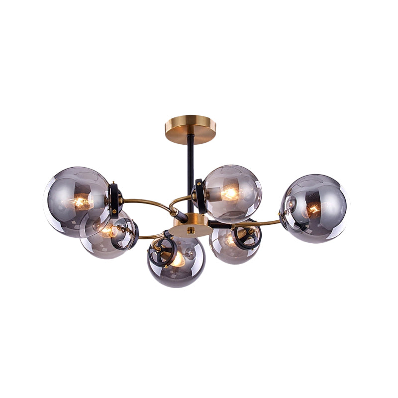 Modern Smoke Gray Bubble Chandelier - 4/6 Light Ceiling Hanging For Restaurants