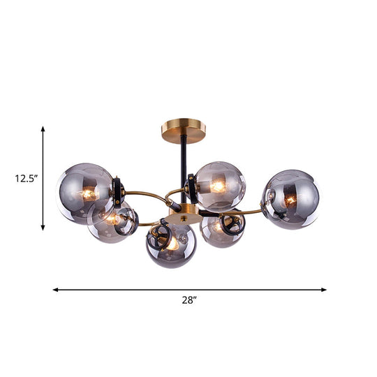 Modern Smoke Gray Bubble Chandelier - 4/6 Light Ceiling Hanging For Restaurants