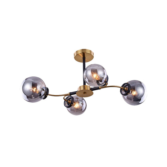 Modern Smoke Gray Bubble Chandelier - 4/6 Light Ceiling Hanging For Restaurants