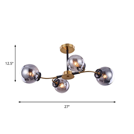 Modern Smoke Gray Bubble Chandelier - 4/6 Light Ceiling Hanging For Restaurants