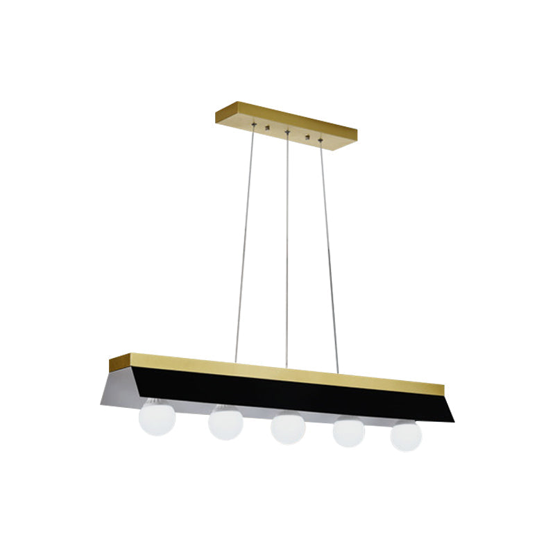 Modern Wood Island Billiard Light With Black/White Shade - 3 Or 5 Lights For Restaurant