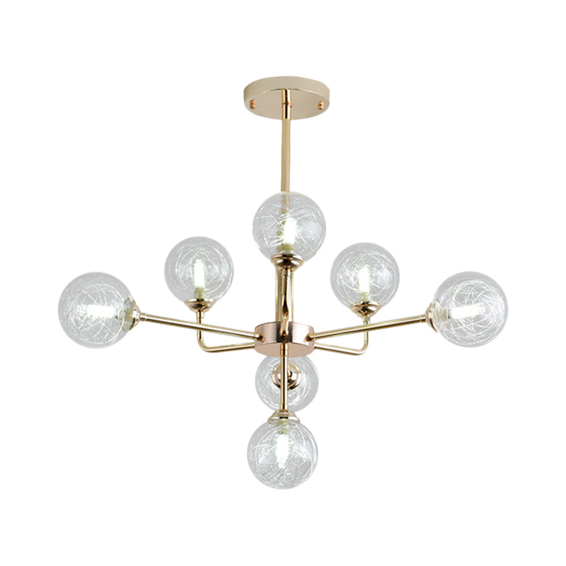 Gold Finish Post Modern Orb Chandelier - Glass Shade Hanging Lamp With 7/9/13 Lights