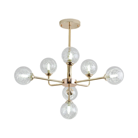 Gold Finish Post Modern Orb Chandelier - Glass Shade Hanging Lamp With 7/9/13 Lights