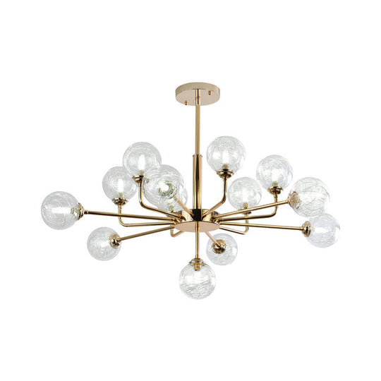 Gold Finish Post Modern Orb Chandelier - Glass Shade Hanging Lamp With 7/9/13 Lights