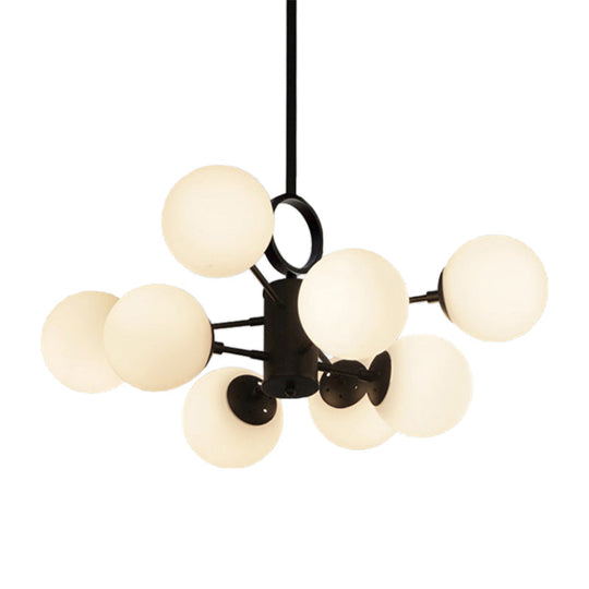 Modern Milk Glass Dining Table Chandelier - Bubble Shade White