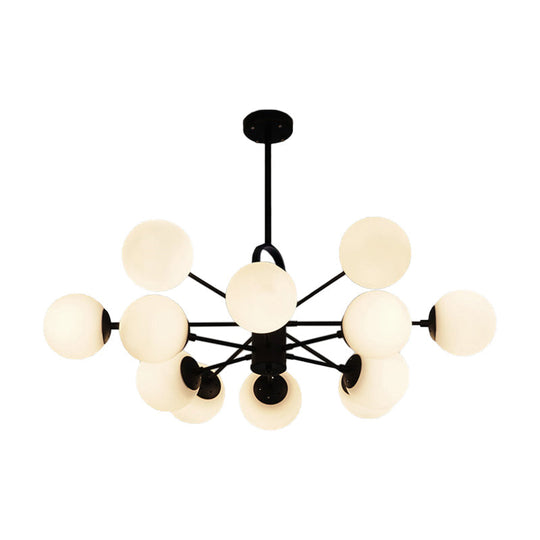 Modern Milk Glass Dining Table Chandelier - Bubble Shade White