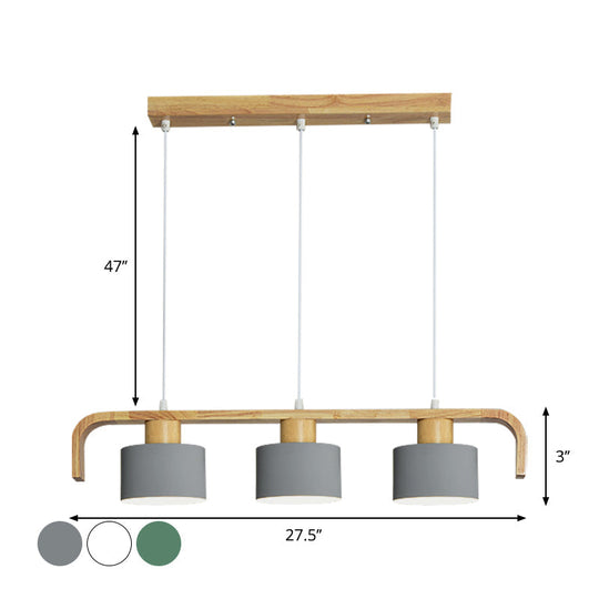 Nordic 3/4 Head Metal Island Chandelier For Dining Room & Kitchen