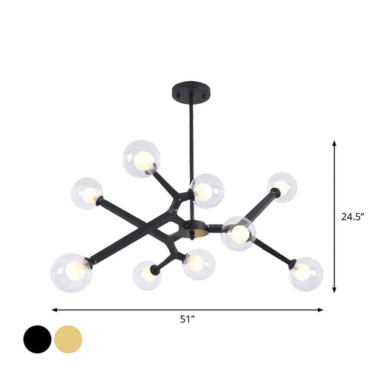 Modern Bubble Glass Ceiling Chandelier With 5/9 Lights - Elegant Luminaire Lighting In Black/Gold