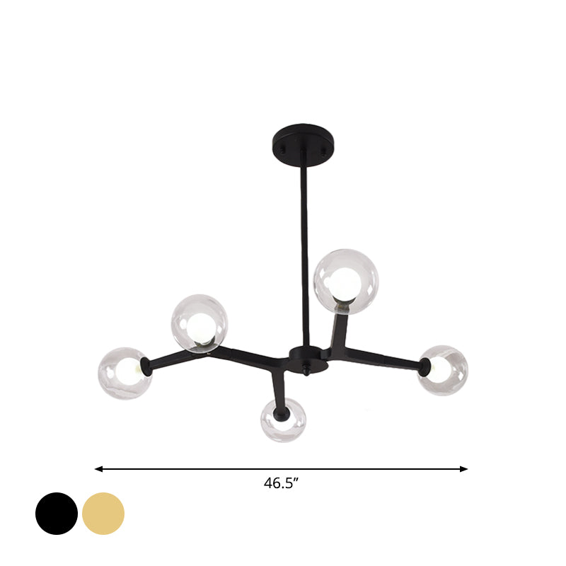 Modern Bubble Glass Ceiling Chandelier With 5/9 Lights - Elegant Luminaire Lighting In Black/Gold