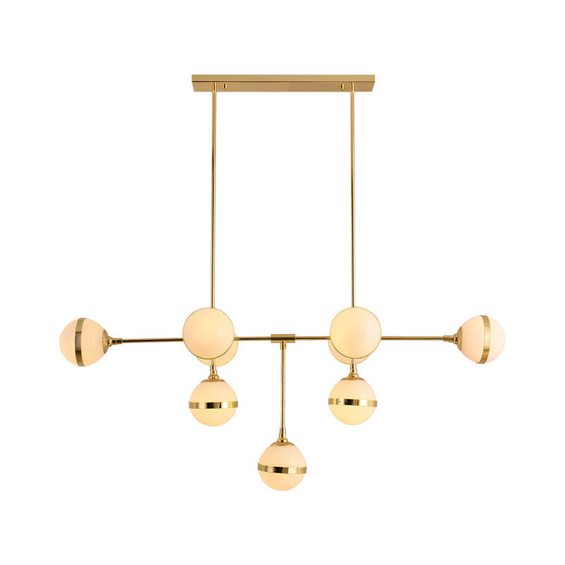 Modern Glass Orb Chandelier With 9-Silver/Gold Finish Heads - Perfect Island Lighting For