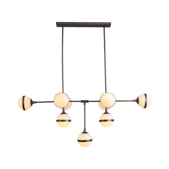 Modern Glass Orb Chandelier With 9-Silver/Gold Finish Heads - Perfect Island Lighting For