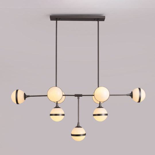 Modern Glass Orb Chandelier With 9-Silver/Gold Finish Heads - Perfect Island Lighting For