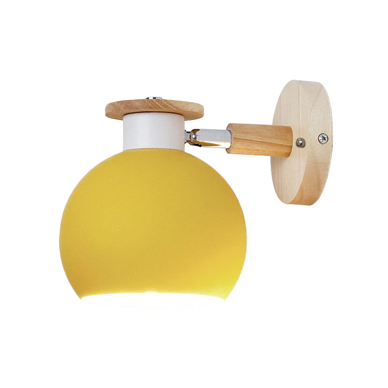 Rotatable Metal Spherical Wall Lamp - Kindergarten 1-Light Macaron Sconce Light