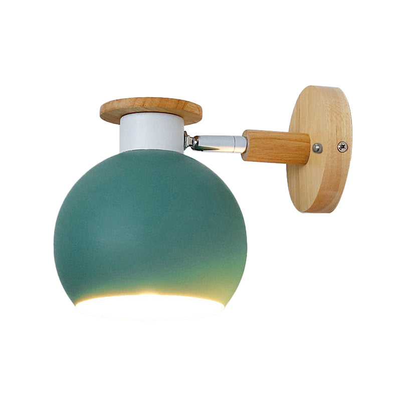 Rotatable Metal Spherical Wall Lamp - Kindergarten 1-Light Macaron Sconce Light