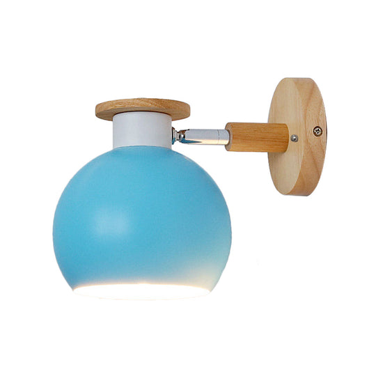 Rotatable Metal Spherical Wall Lamp - Kindergarten 1-Light Macaron Sconce Light