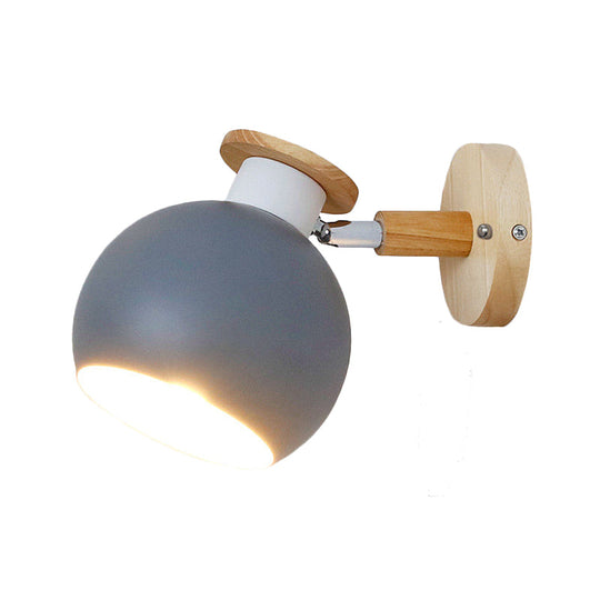 Rotatable Metal Spherical Wall Lamp - Kindergarten 1-Light Macaron Sconce Light