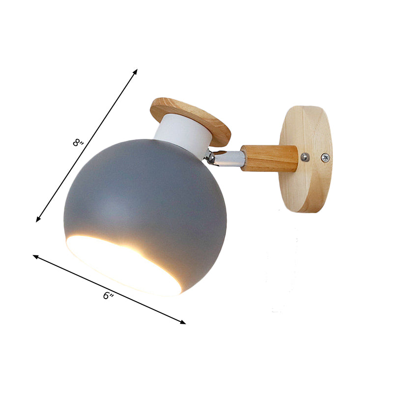 Rotatable Metal Spherical Wall Lamp - Kindergarten 1-Light Macaron Sconce Light