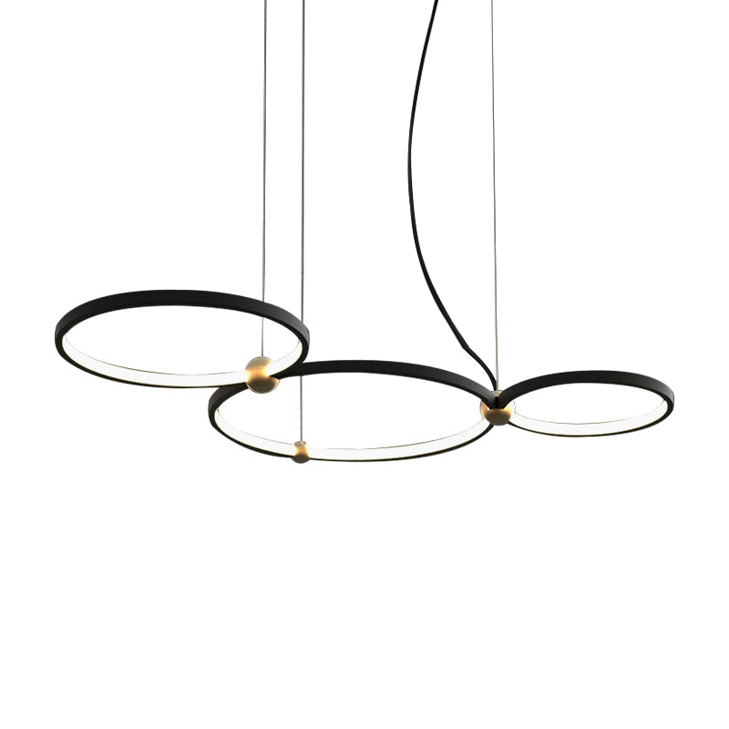 Modern Nordic Black Chandelier Led Hanging Light For Restaurant And Study Room - Warm/White