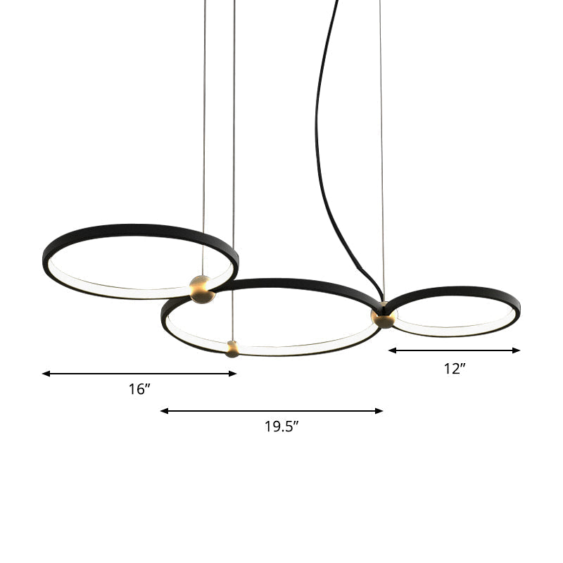 Modern Nordic Black Chandelier Led Hanging Light For Restaurant And Study Room - Warm/White