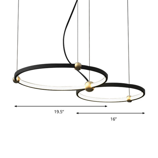 Modern Nordic Black Chandelier Led Hanging Light For Restaurant And Study Room - Warm/White