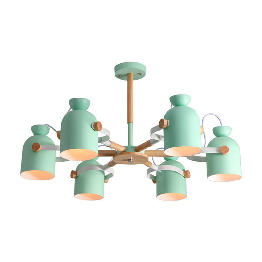 Rotatable 6-Light Macaron Style Pendant Light For Kindergarten Classrooms