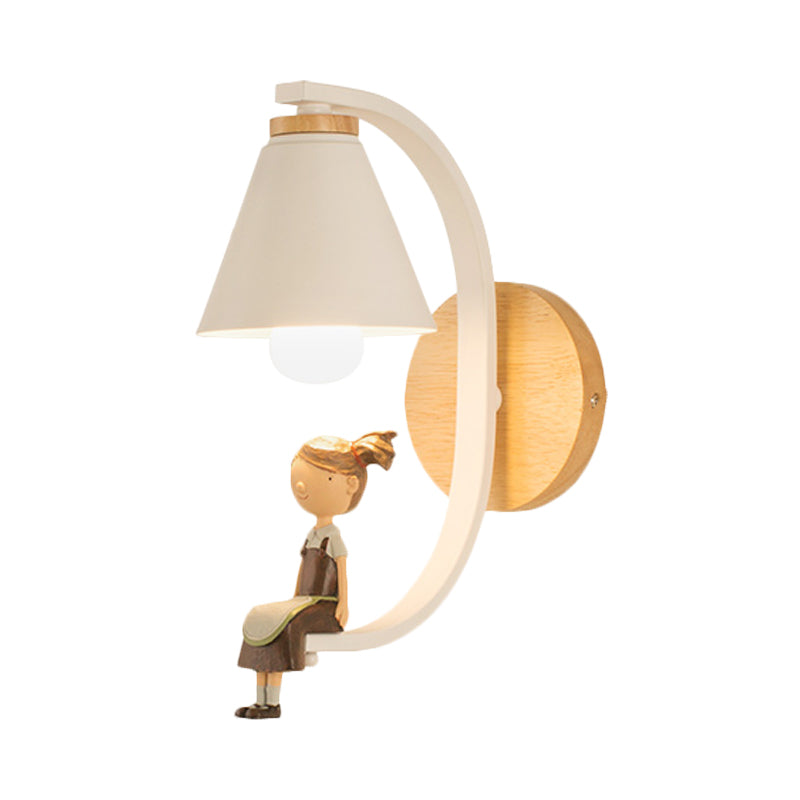 Metal Wall Sconce Light With Funnel Shade - Nordic Style Ideal For Child Bedroom Or Kitchen