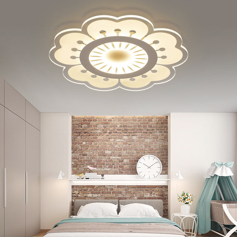 Modern Acrylic White Flush Mount Ceiling Light For Flower-Themed Living Rooms / 16.5 Warm