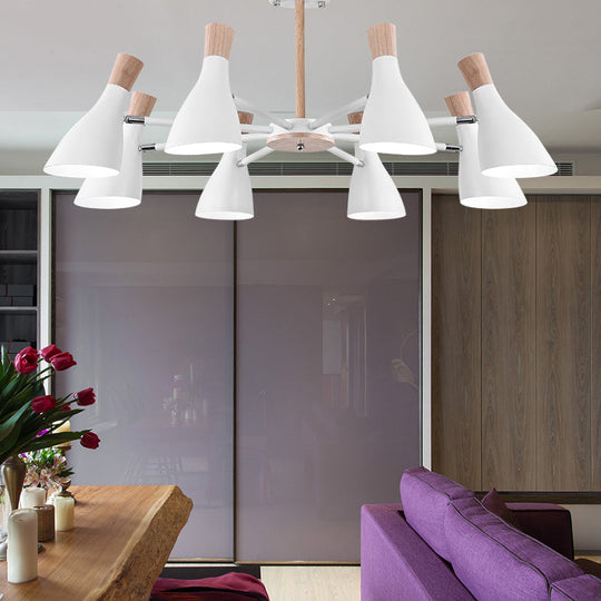 Macaron Pendant Light: Bottle Shape Chandelier For Living Room - 8 Bulbs Metal Finish