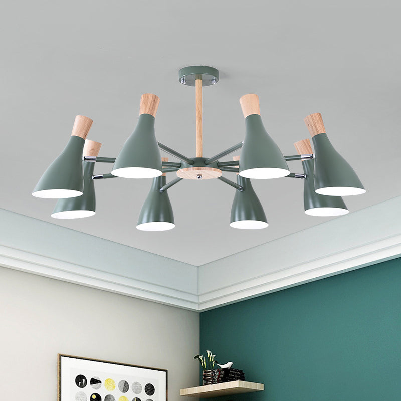 Macaron Pendant Light: Bottle Shape Chandelier For Living Room - 8 Bulbs Metal Finish