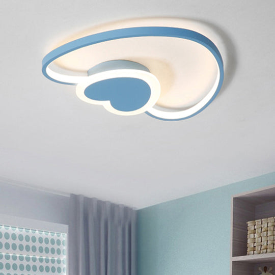 Heart-Shaped Nordic-Style Metal Flush Mount Ceiling Light For Baby Room And Kitchen Blue / White