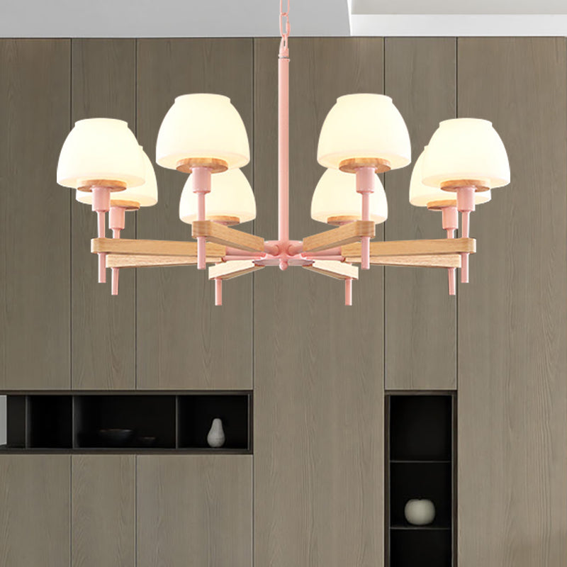 Childrens Bedroom Hanging Lamp: Metal & Glass Chandelier With 6 Lights