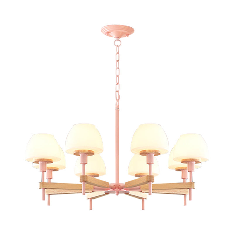 Childrens Bedroom Hanging Lamp: Metal & Glass Chandelier With 6 Lights