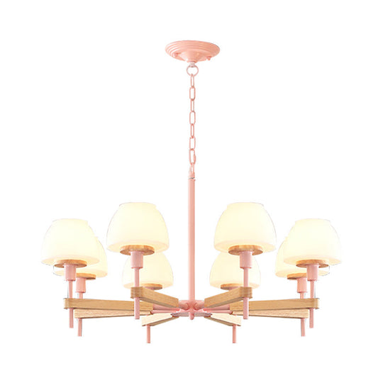 Childrens Bedroom Hanging Lamp: Metal & Glass Chandelier With 6 Lights