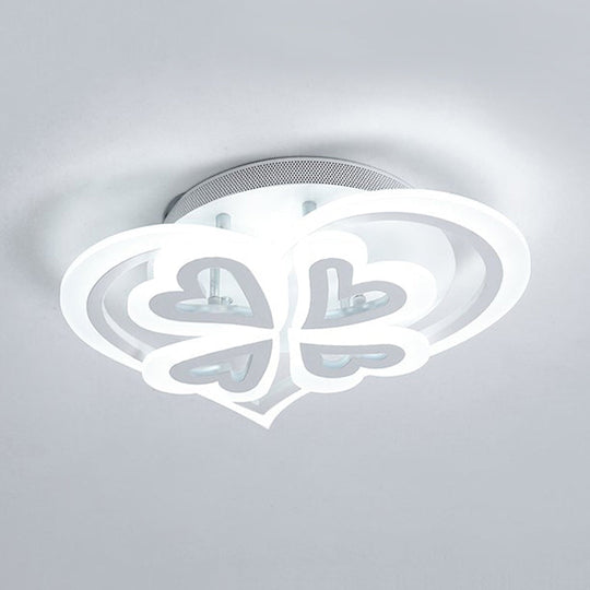 Romantic Heart Ceiling Light - Acrylic Flush Mount in White for Adult & Child Bedroom