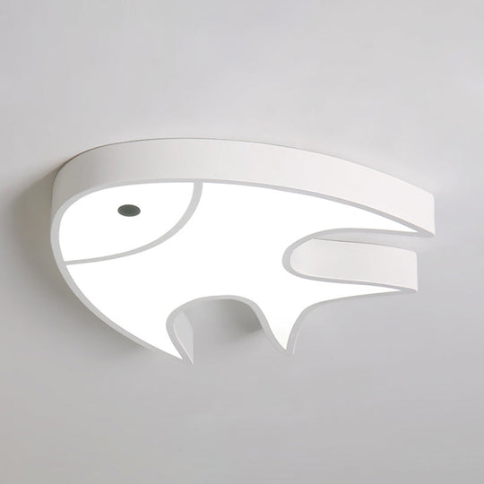 Fish Shaped Ceiling Light for Kids' Room - White Metal & Acrylic, Ideal for Kindergarten