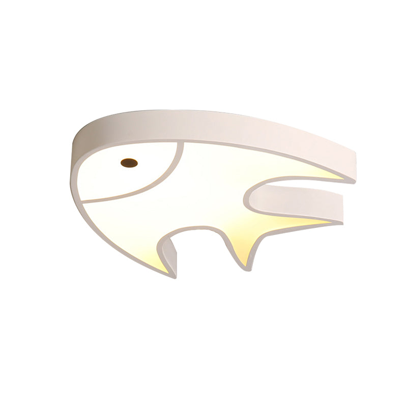 Fish Shaped Ceiling Light for Kids' Room - White Metal & Acrylic, Ideal for Kindergarten