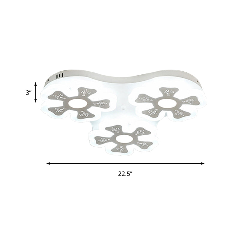 Modern Style White Floral Ceiling Lamp - Acrylic Flush Mount Ceiling Light for Study Room & Corridor