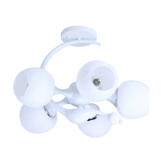 Contemporary Metal Pendant Light With Spherical Shade - 5 Bulbs White Ideal For Office Décor