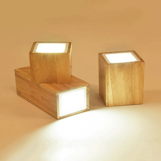 Asian-inspired Office Ceiling Lamp with Wood and Beige Finish