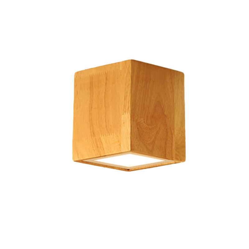 Asian-inspired Office Ceiling Lamp with Wood and Beige Finish