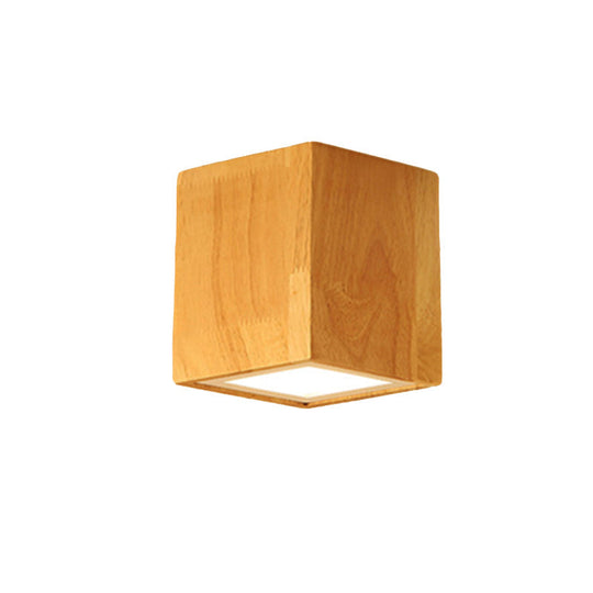 Asian-Inspired Office Ceiling Lamp With Wood And Beige Finish